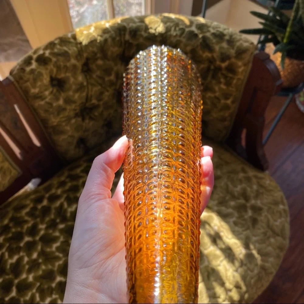Vintage 1960s Empoli Italy Mid Century Amber Hobnail Genie Decanter - Picture 8 of 10